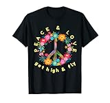 Peace Love Hippie Kostüm Tie Dye 60er 70er Jahre T-Shirt