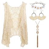 Kunandroc Hippie Kleidung Damen Gilet Häkeln Hohl Spitze Ärmellos...