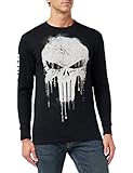 Marvel Herren Avengers Punisher Skull Langarmshirt, Schwarz (Black...