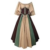 Routinfly Damen Kleid Kurzarm Mittelalter Kleid Cosplay Dress...