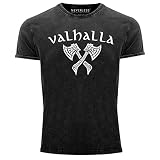Neverless® Herren Vintage Shirt Valhalla Axt nordische Mythologie...