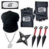 IWTBNOA Naruto Stirnband Konoha, Kakashi Cosplay Set, Ninja set, Maske...