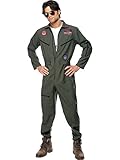 Smiffys Top Gun Herren Kostüm Kampfpilot Overall Karneval Fasching...