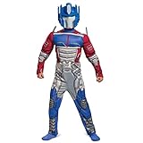 Disguise 104919L Optimus Prime Muscle Kostüm, Kinder, Blau & Rot, S