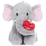 My OLi 20 cm Plüsch-Elefant, Kuscheltier weicher Elefant mit rotem...