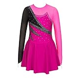 iEFiEL Mädchen Eiskunstlauf Kleider Langarm Glitzer Ballettkleid...