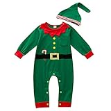 Neugeborenes Baby Mädchen Jungen Weihnachtself Outfit Langarm...
