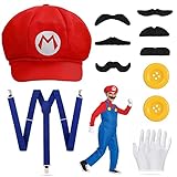 Super Mario Kostüm Accessoires mit Mario Mütze, Handschuhen,...