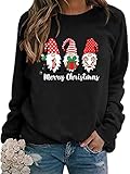 WIEIYM Weihnachts Sweatshirt Damen Zwerge Druck Rundhals Langarm...