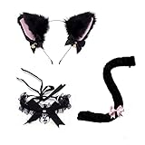 TSHAOUN Tierkostüm Katze Cosplay Kostüm Set, Katzenohren Stirnband...