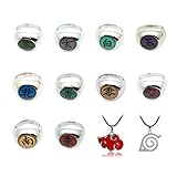 I3C 3 Stück Akatsuki Itachi Uchiha Ringe (10 Original Ringe) + Konoha...