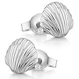 MATERIA Damen Ohrstecker Muschel Silber 925 - Echtsilber Ohrringe...