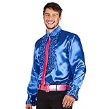 Boland - Disco-Hemd mit Rüschen, Blau, für Herren, Kostüm, Party...