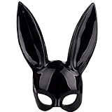 RTWAY Hasenmaske, Schwarze Maskerade Maske, Hase Augenmaske mit Ohren,...