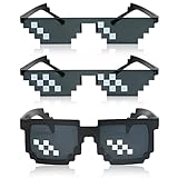 [3er-Pack] Thug Life Sonnenbrille, Herren Damen Glas 8 Bit Pixel...