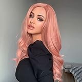 VEBONNY Light Rose Pink Lace Front Wigs for Ladies Cosplay Pink Lace...