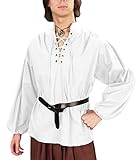 YBENLOVER Herren Mittelalter Hemd Stehkragen Schnürhemd Renaissance...