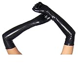 krautwear® Damen Lange Glänzende Wet Look Leder-Optik Handschuhe...