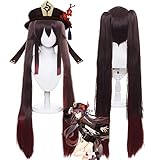Lwiuentx Genshin Impact Cosplay Hutao Lange Gerade Perücke mit 2...