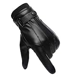 Winter Handschuhe Herren Faux Leder Warm Dick Vlies Winddicht...
