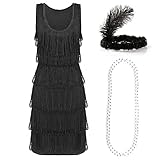 I LOVE FANCY DRESS LTD Schwarz Deluxe Flapper Kleid - Medium - Damen...