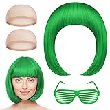 AOMIG Kurze Bob Perücke und Sonnenbrillen-Set, Kurze...