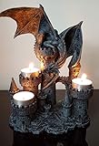 3er Teelichthalter Drache cm Dragon Burg Figur Kerzenhalter Teelicht...