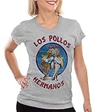 style3 Los Pollos T-Shirt Damen, Farbe:Grau meliert, Größe:XL