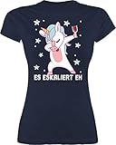 Shirt Damen - Party & Alkohol Damen - Es eskaliert eh - L - Navy Blau...