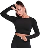 Yaavii Damen Sport Laufshirt Longsleeve T-Shirts Bauchfrei Langarm...