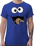 T-Shirt Herren - Karneval & Fasching - Keks-Monster - L - Royalblau -...
