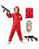 HVIERO Haus des Geldes Kostüm Kinder mit Maske Roter Overall...