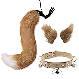 Schwanz und Ohren Set, langer Fuchsschwanz Cosplay Faux Furry Fox Wolf...