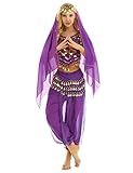 TiaoBug Damen Prinzessin Kostüm Set Pailletten Crop Top + Lange Weite...