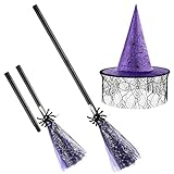 BESPORTBLE Hexenbesenhut Set Kinder Besen Halloween Hexenhut...