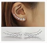 Elensan1 Bling Ohrklemmen 7 Kristalle 925er Sterling Silber...