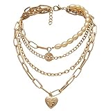 Damen Boho Layered Choker Halsketten Boho Kristall Gold Damen lieben...