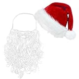 ROSAUI Weihnachtsmann Bart Weihnachtsmütze mit Bart Erwachsene...