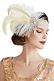 BABEYOND 1920s Stirnband Feder mit Strass und Perlen Damen 20er Jahre...