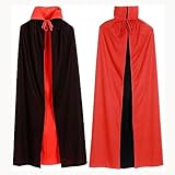 Halloween Vampir Umhang Cloak, Unisex Schwarz Rot Wendbar Stehkragen...