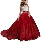 TTYAOVO Mädchen bodenlangen Spitze Prinzessin Kleid Mädchen Party...