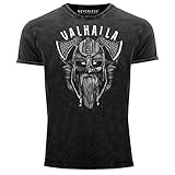 Neverless® Herren Vintage Shirt Valhalla Wikinger Helm Viking Odin...