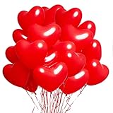 60 Herzluftballons Rot, XL Helium Herzluftballons, 12 Zoll Herz...