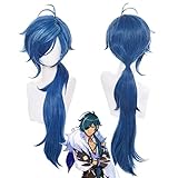 Lwiuentx Genshin Impact Cosplay Kaeya Lange Blaue Perücke mit...