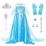 URAQT ELSA Kostüm Kinder Mädchen, 9-teiliges Set ELSA Kleid Kinder...