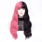 Morticia Long Loose Wavy Halbrosa und Halbschwarz Vollknall Melanie...
