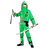 Unbekannt Power Ninja - Green Kids Fancy Dress Costume
