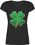 T-Shirt Damen V Ausschnitt - St. Patricks Day - Kleeblatt Shamerock...