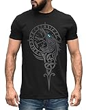 Neverless® Herren T-Shirt Wikinger Kompass Fenriswolf Fenrir Vegvisir...