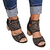 Damen Sandalen Bequem Flach Sandaletten Mit Absatz Sommer Dicker High...